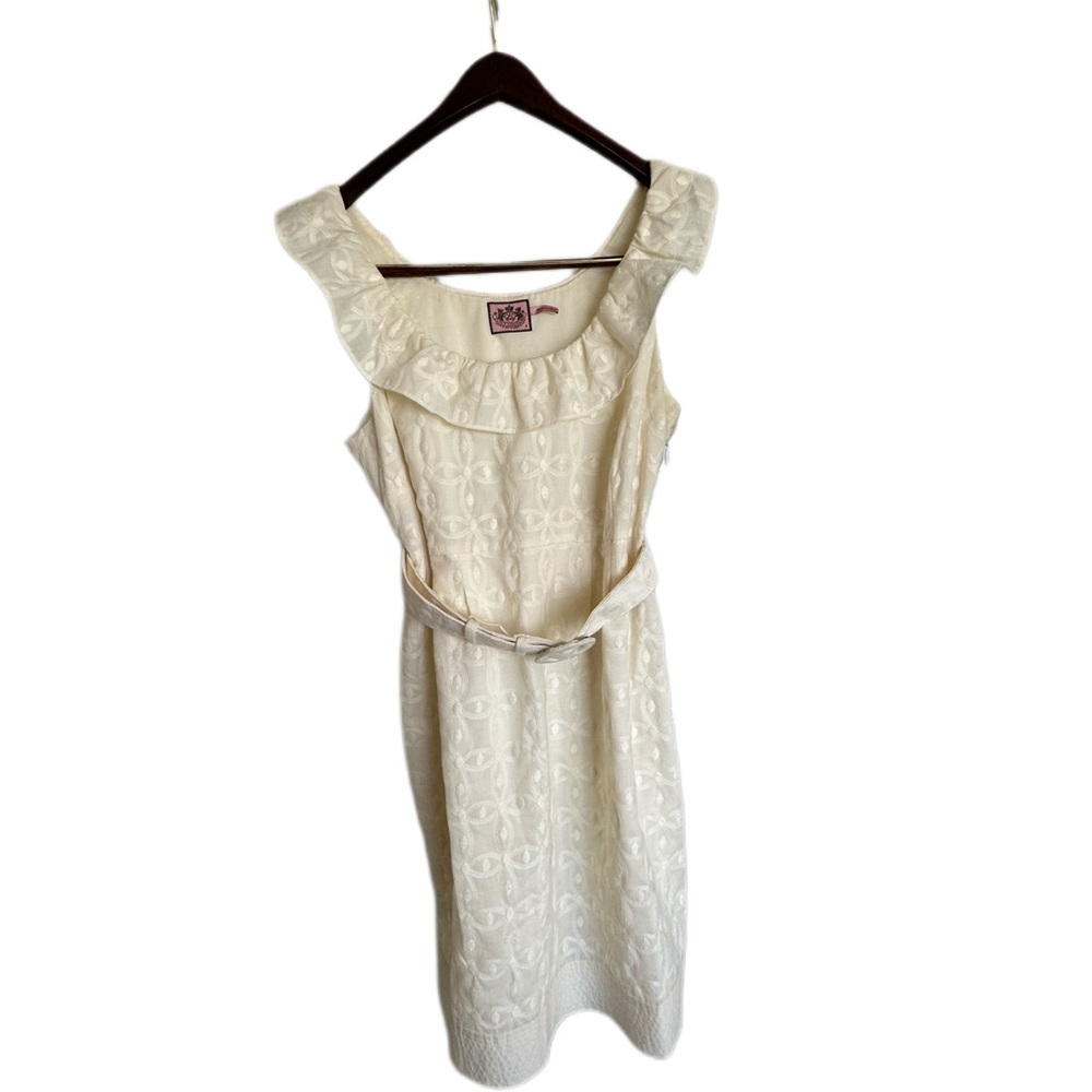 Y2K Juicy Couture Off White Dress Sz 8 Sleeveless Cocktail Party Boho Vintage